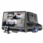 4.0-inch 1080p Hd Car Dash Cam H35 Hidden Ultra Wide Angle 3 Lens Night Vision Driving Recorder Waterproof Rear Camera Parking Monitor Black
